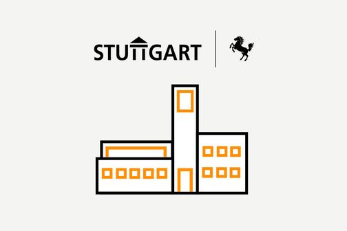 Grafik vom Stuttgarter Rathaus und Stuttgart-Logo